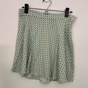 SO Green‎ and White Pleated Skater Mini Skirt